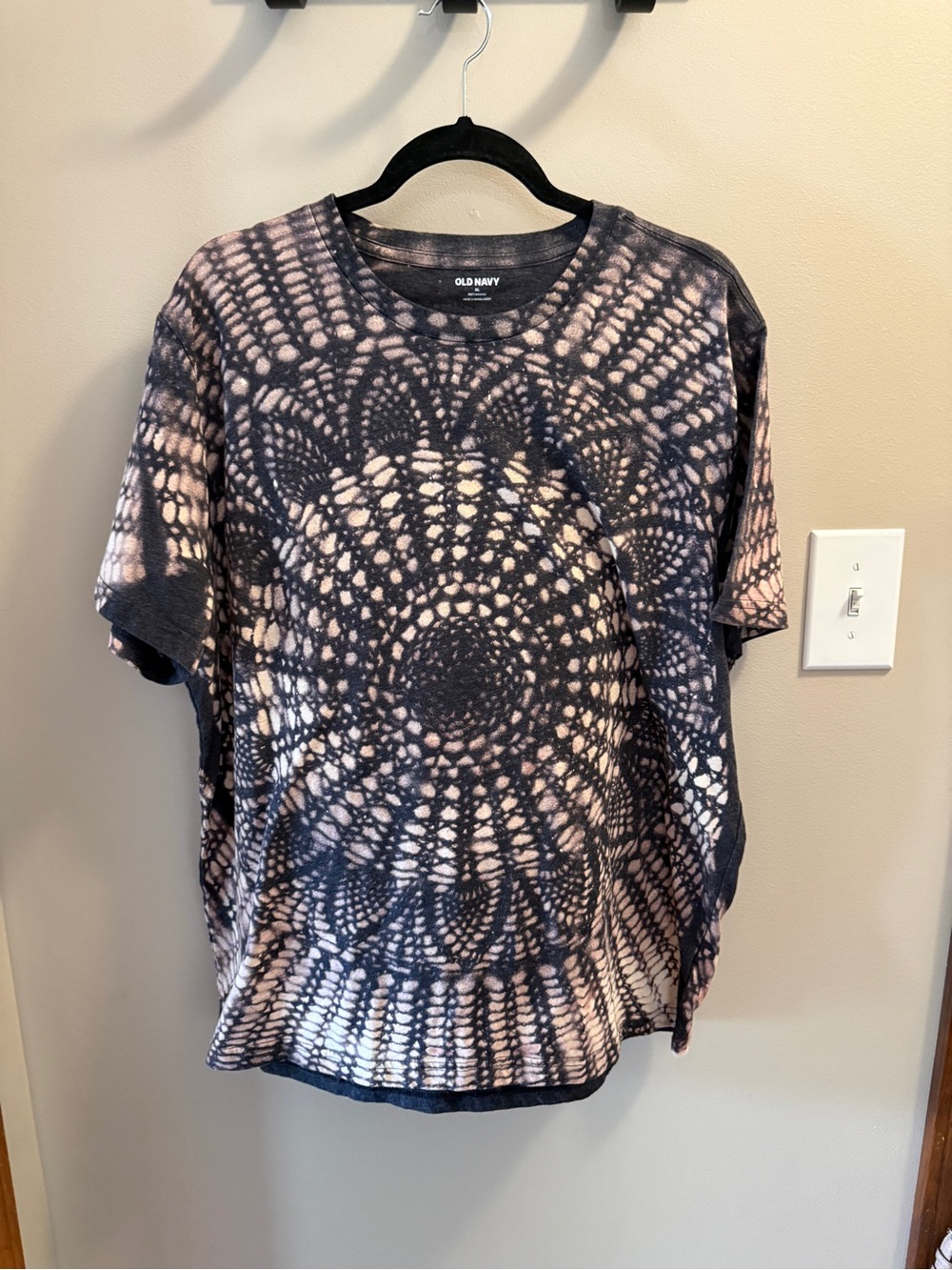 Women's Short Sleeve Hand Bleached Tee Black and Tan